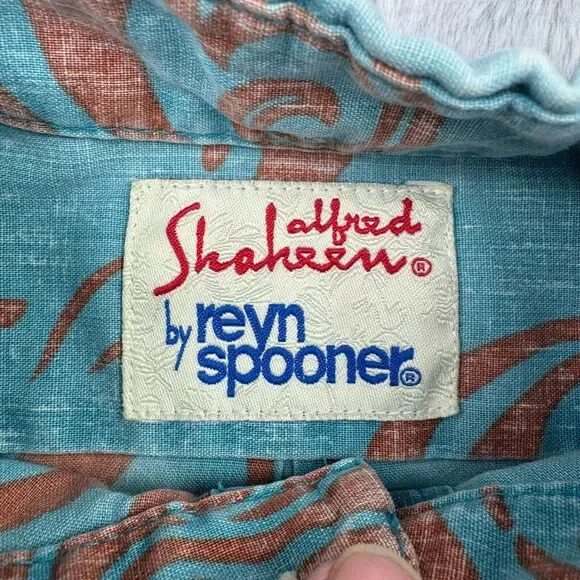 Reyn Spooner Alfred Shaheen Hawaiian Shirt Men's XL Blue Button Short Sleeves - Picture 7 of 10